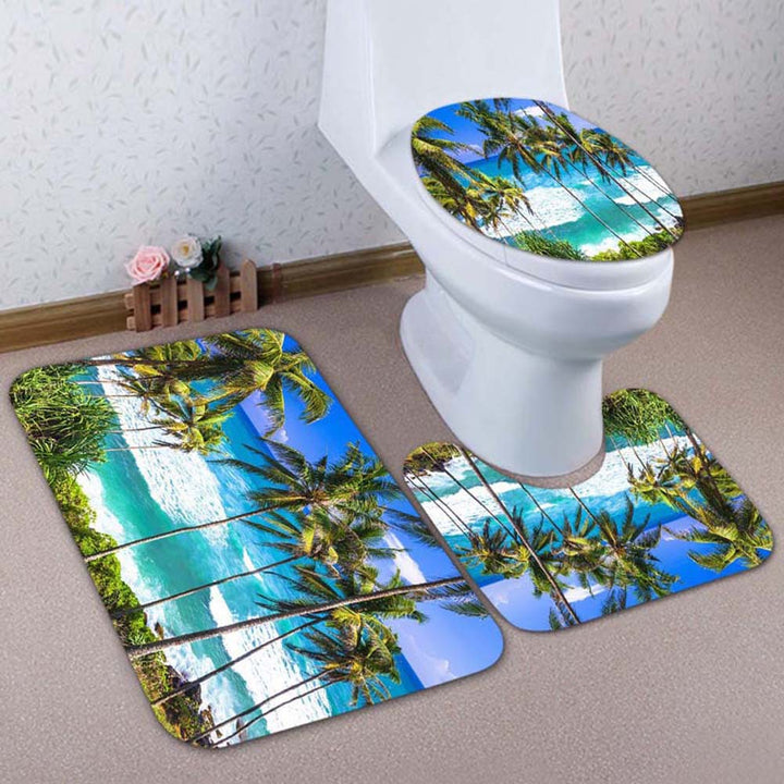 Artistic Lion-Themed Bathroom Mat Set
