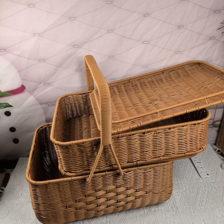 Multi-Compartment Woven Storage Basket Kalsten
