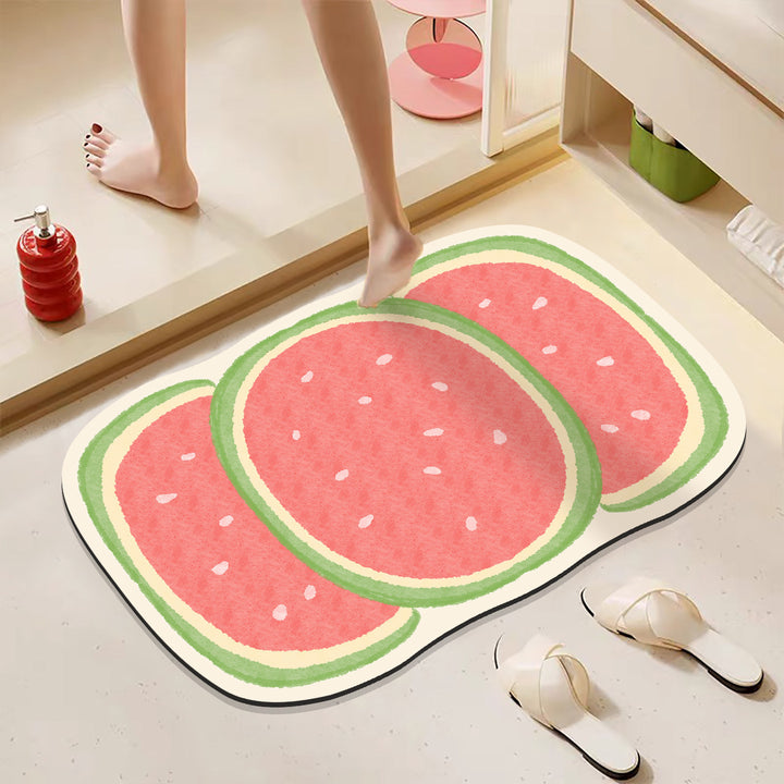 Cartoon Fruit-Themed Bath Mat
