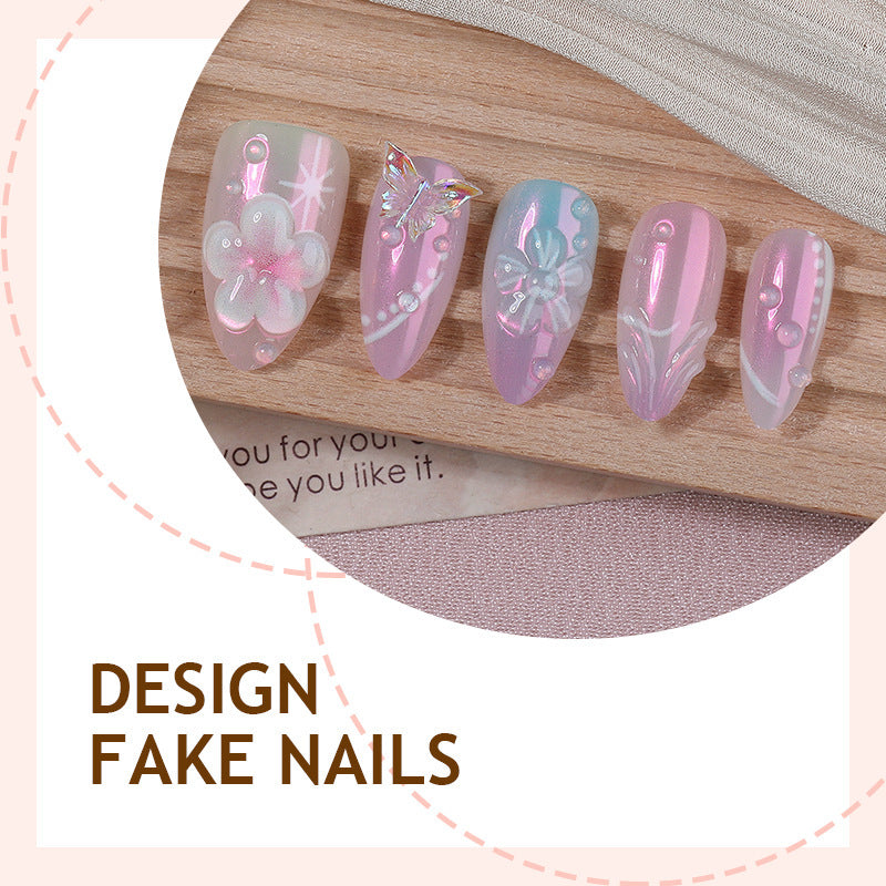 Creative nail art set with delicate flower and glitter details Kalsten