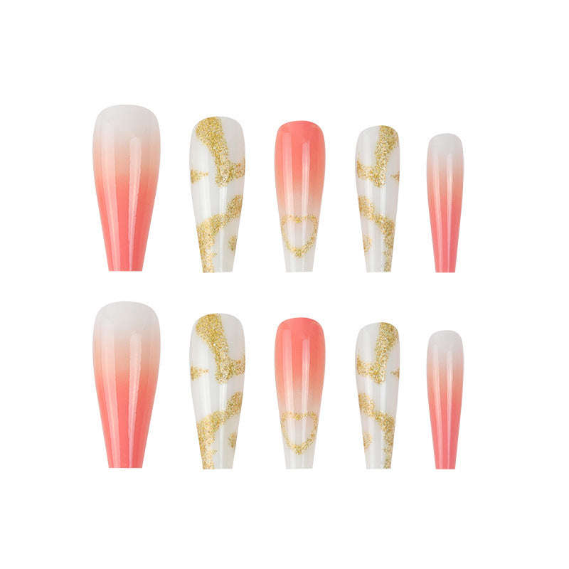 Decorative Long Press-On Nails with Glitter Accents Kalsten