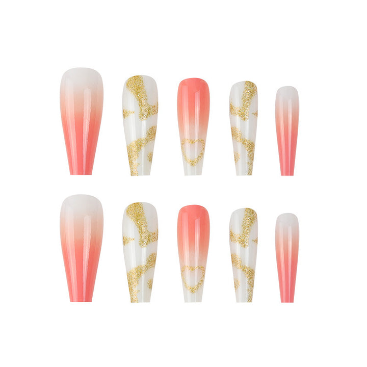 Decorative Long Press-On Nails with Glitter Accents Kalsten