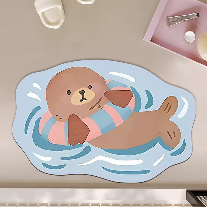 Cute Cartoon Otter-Themed Bath Mat Kalsten