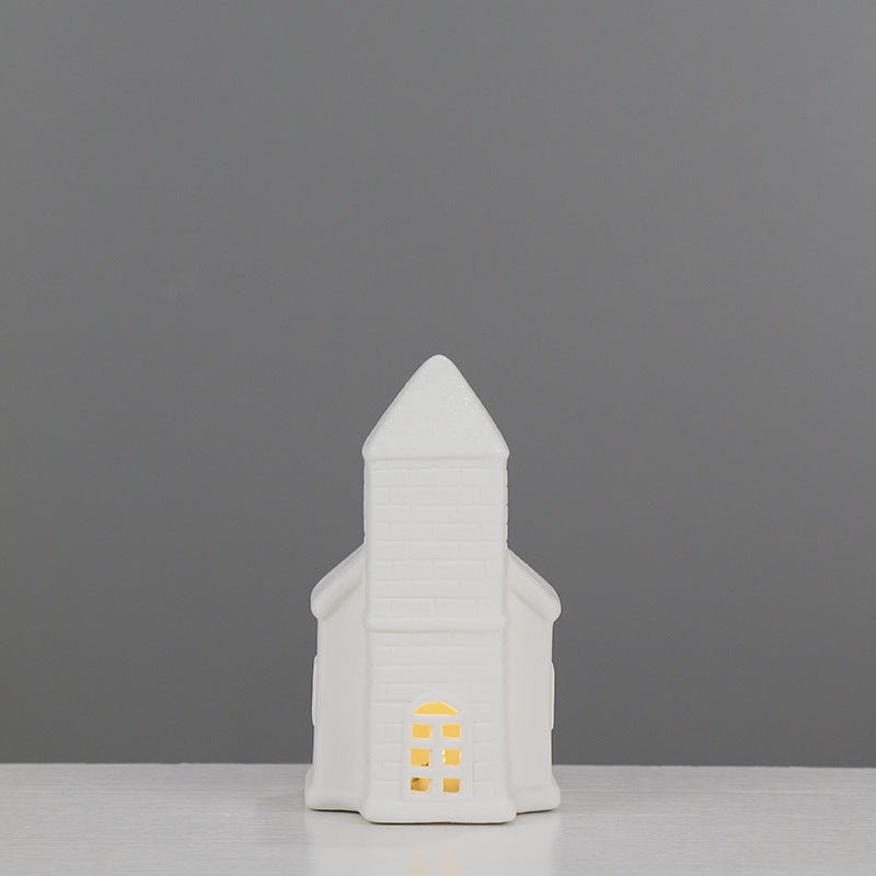 Ceramic House-Shaped Decorative Lantern Kalsten