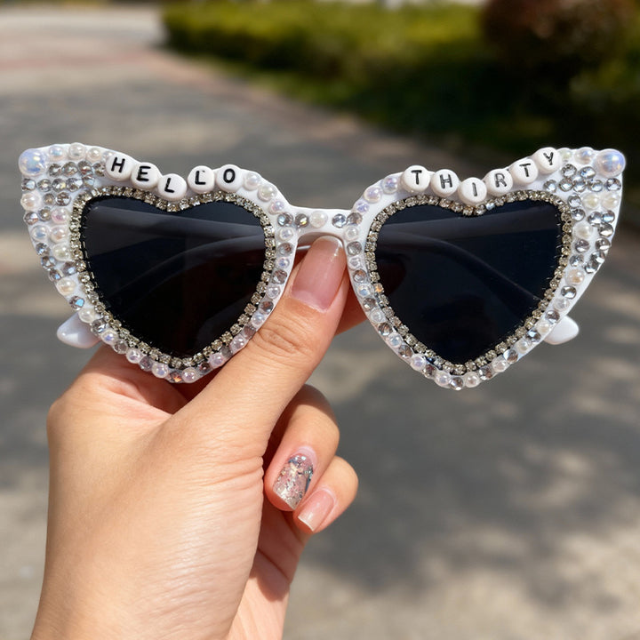 Heart-Shaped Pearl-Embellished Sunglasses Kalsten