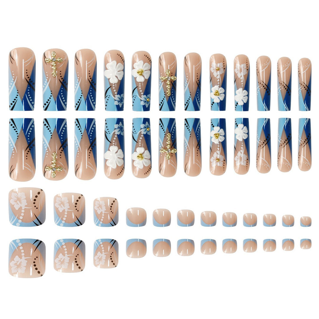 Floral Design Long Press-On Nails Kalsten