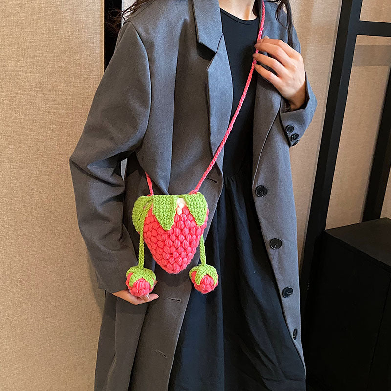 Cute Strawberry-Shaped Crochet Handbag