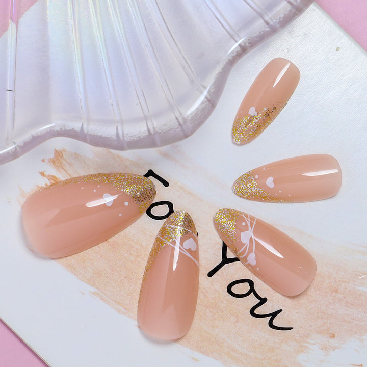 Glamorous Heart-Accent Press-On Nails Kalsten