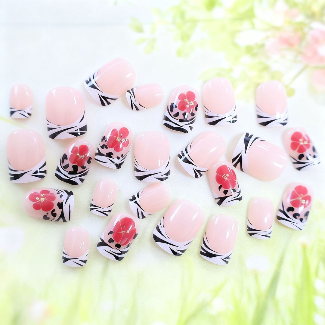 Floral French Nail Art Extensions Kalsten