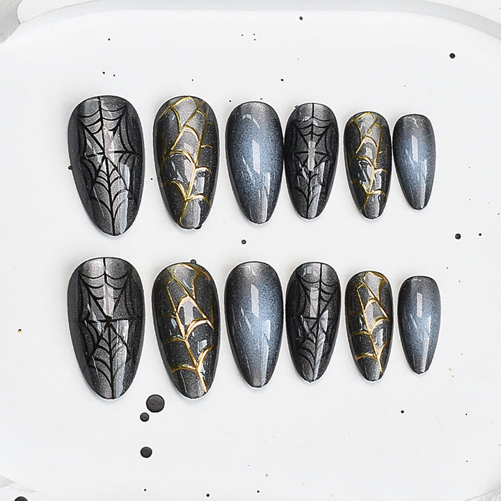 Artistic Press-On Nail Set with Cherry Blossom Design Kalsten
