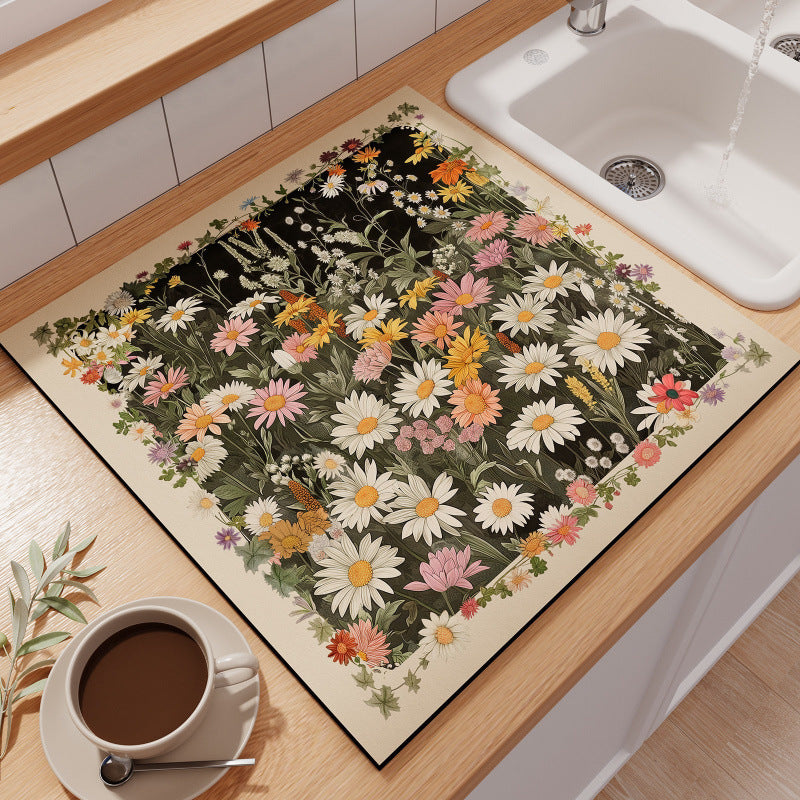 Floral-Themed Kitchen Counter Mat Kalsten
