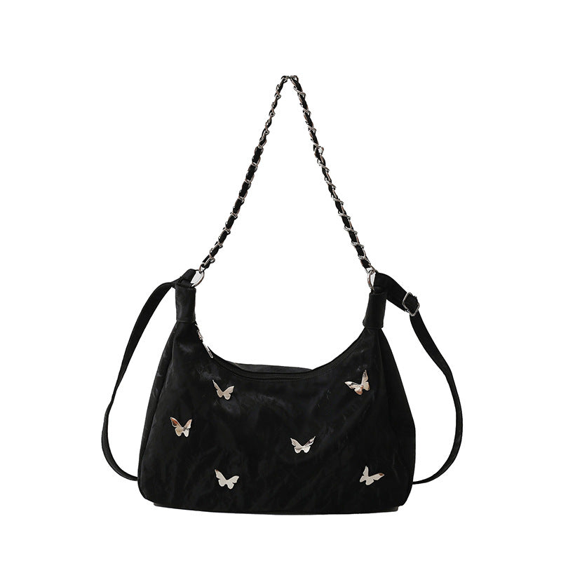 Butterfly-Embellished Shoulder Bag