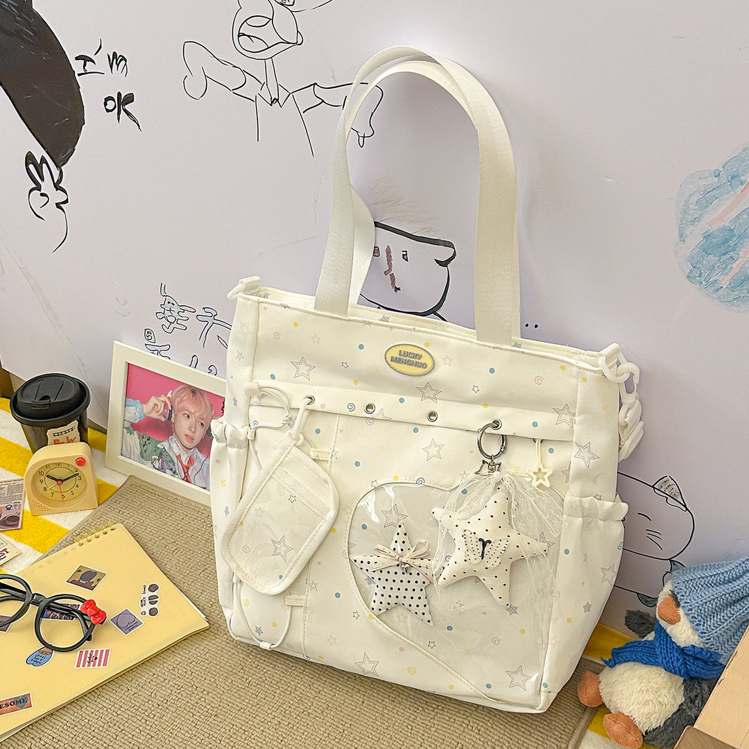 Stylish Multi-Pocket Star-Appliqué Backpack Kalsten