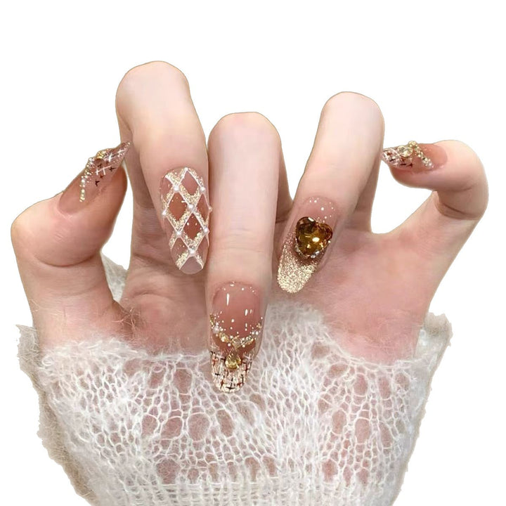 Glamorous Crystal-Embellished Press-On Nail Set Kalsten