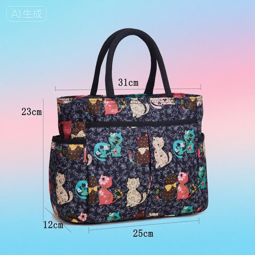 Floral Print Multi-Pocket Tote Bag Kalsten