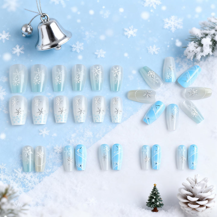 Festive Snowflake Press-On Nail Art Kalsten