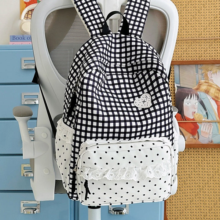 Stylish Gingham Patterned Backpack Kalsten