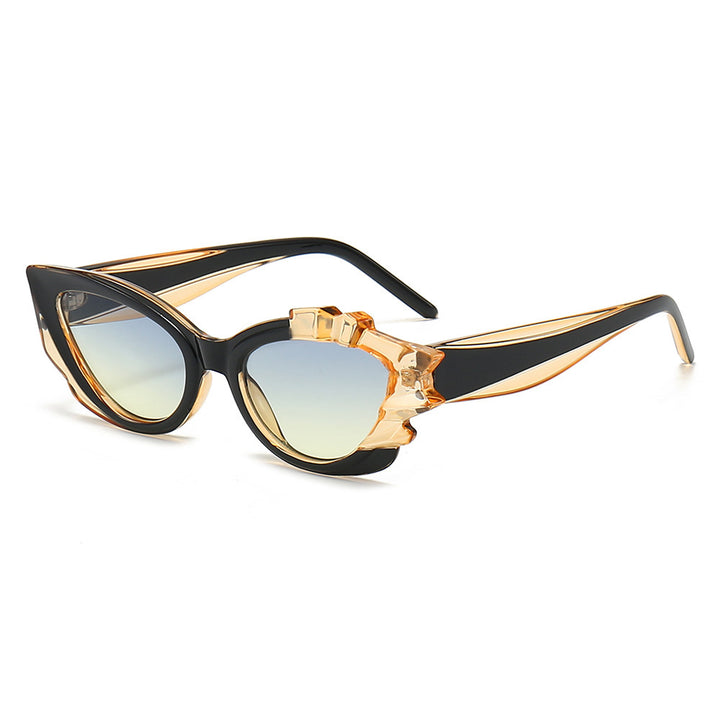 Ladies Cat-Eye Sunglasses with Eye-Catching Flower Frame Kalsten