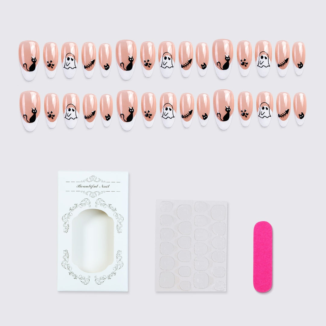 Creative Acrylic Nail Set with Halloween Motifs Kalsten