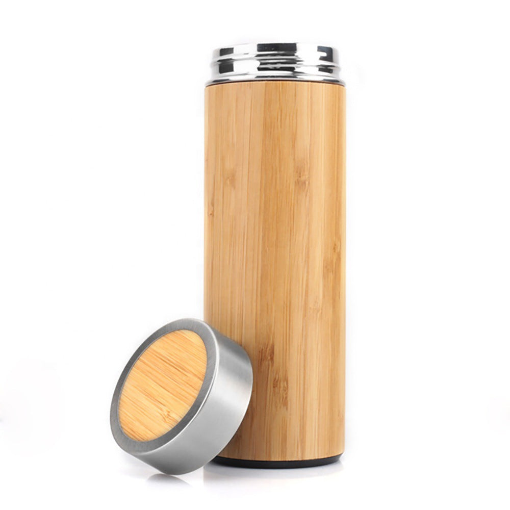 Ladies elegant insulated drinking bottle made of bamboo with double wall Kalsten