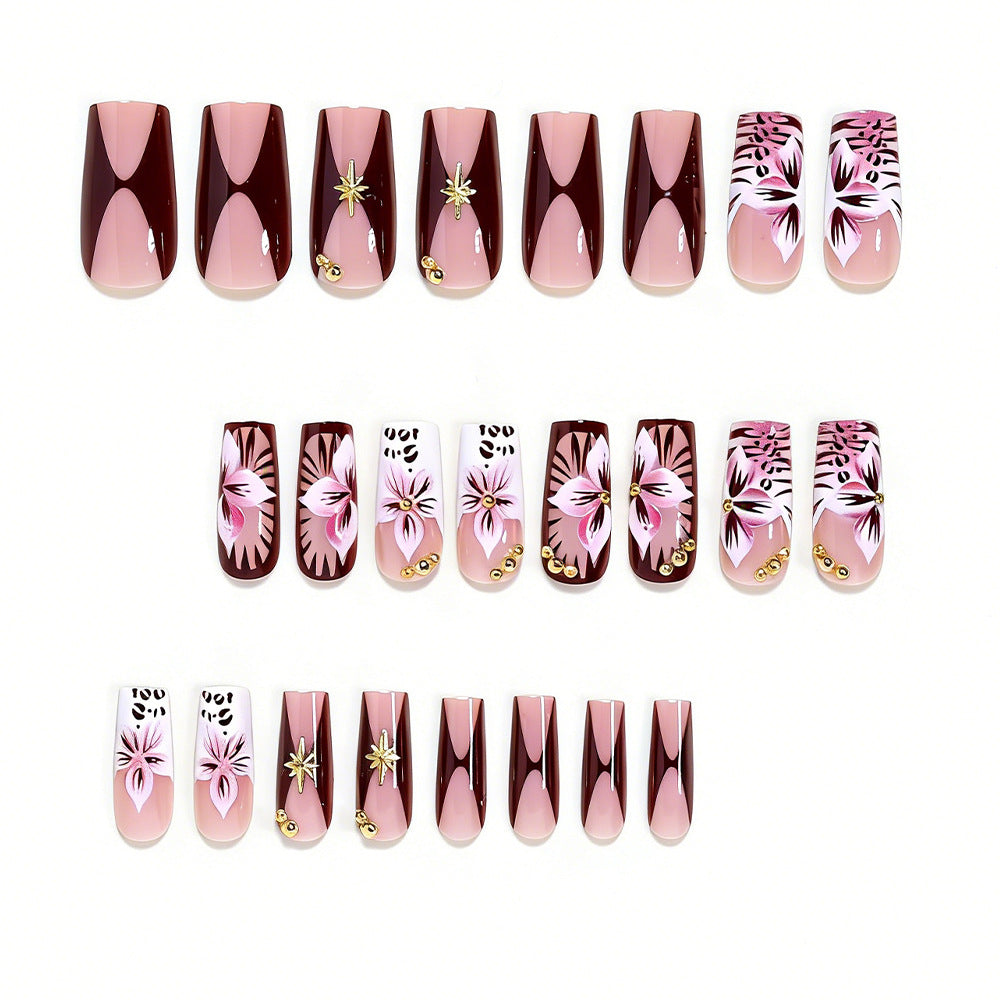Floral-Accented Stiletto Press-On Nails Kalsten