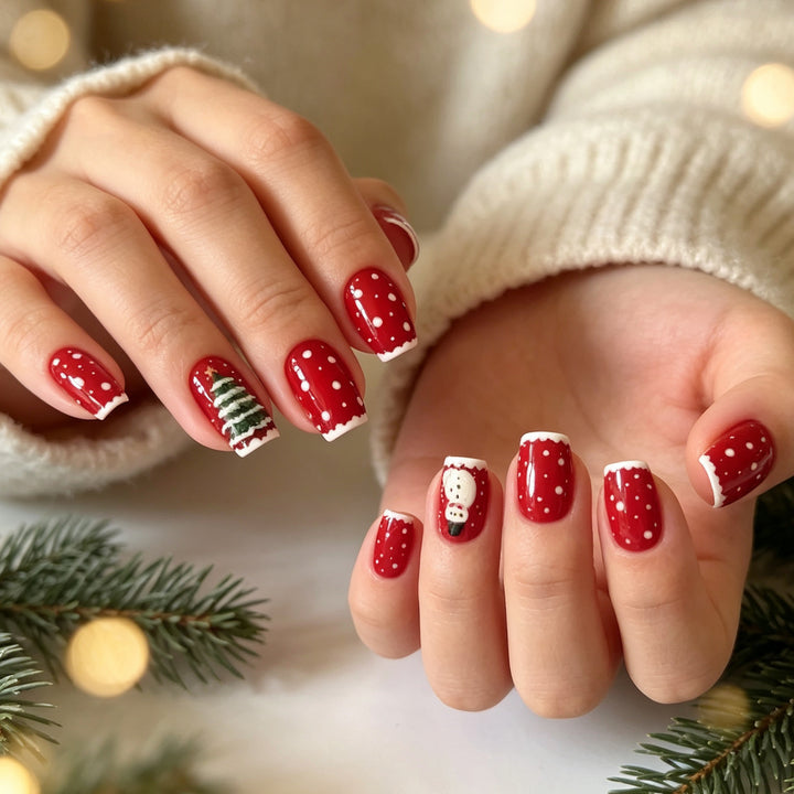 Festive Christmas-Themed Acrylic Nail Art Kalsten