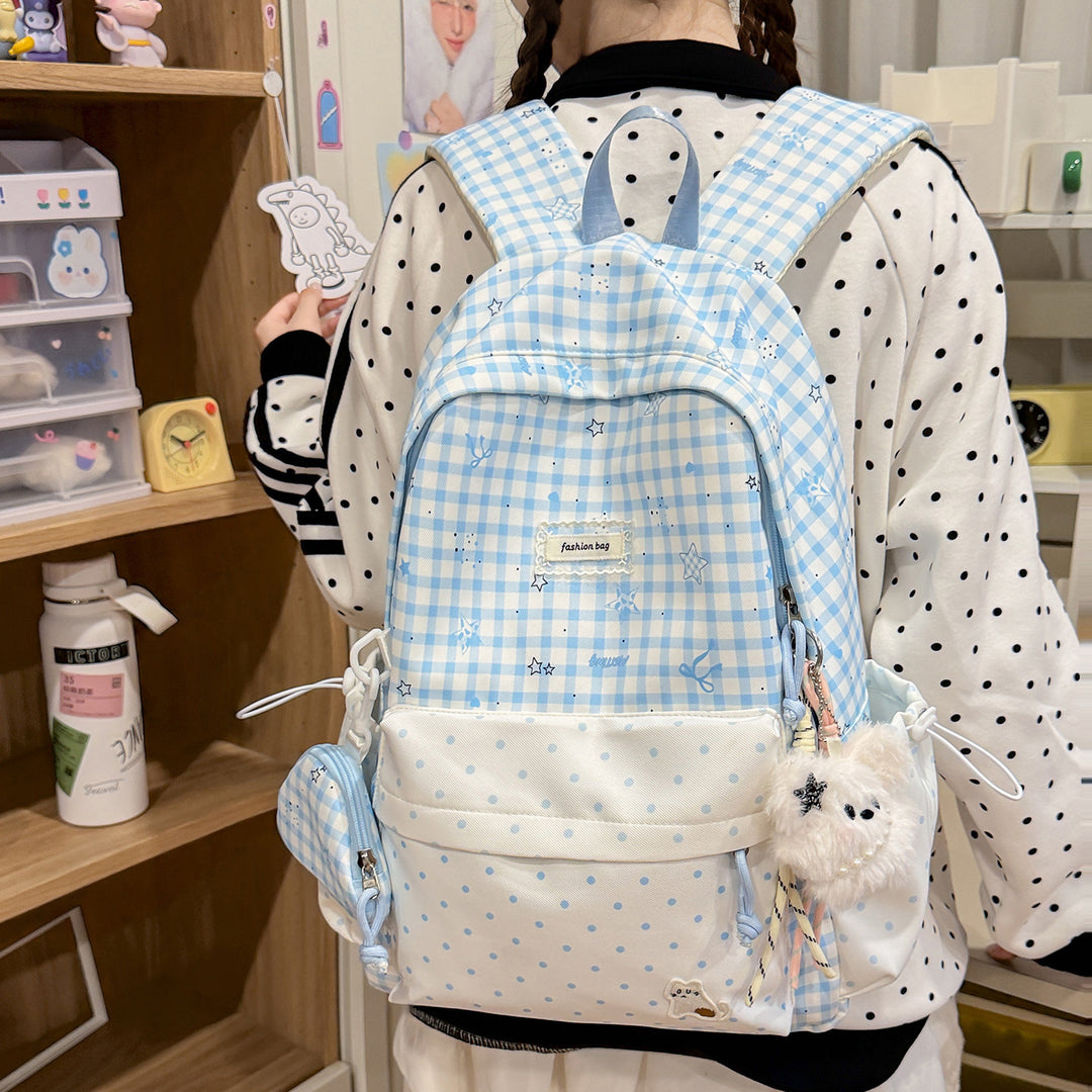 Stylish Checks Print Casual Backpack Kalsten