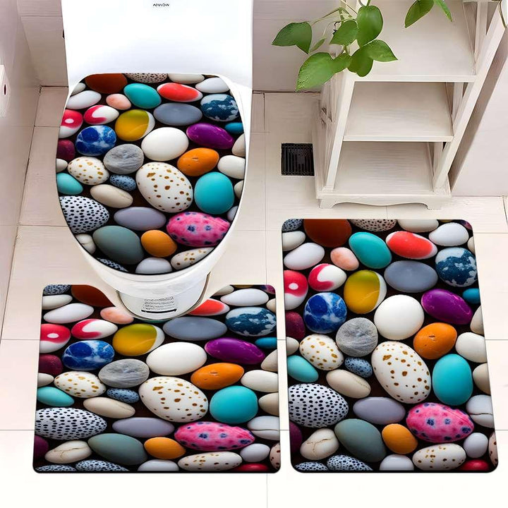 Decorative Rock and Butterfly Bathroom Mat Set Kalsten