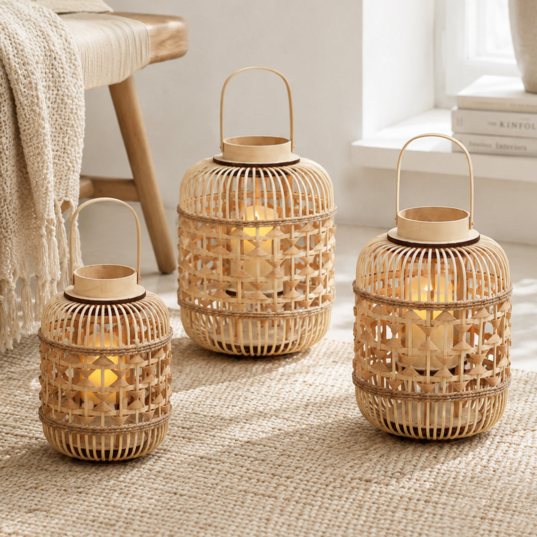 Decorative Lantern made of woven bamboo Kalsten