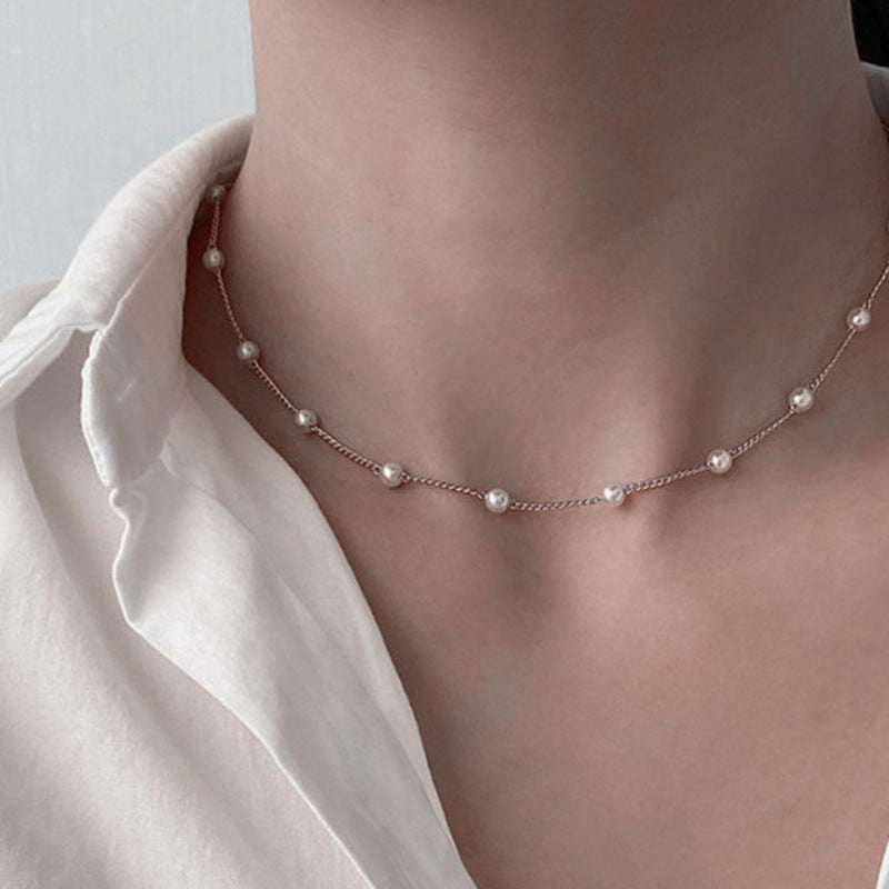 Delicate Pearl Accented Chain Necklace Kalsten