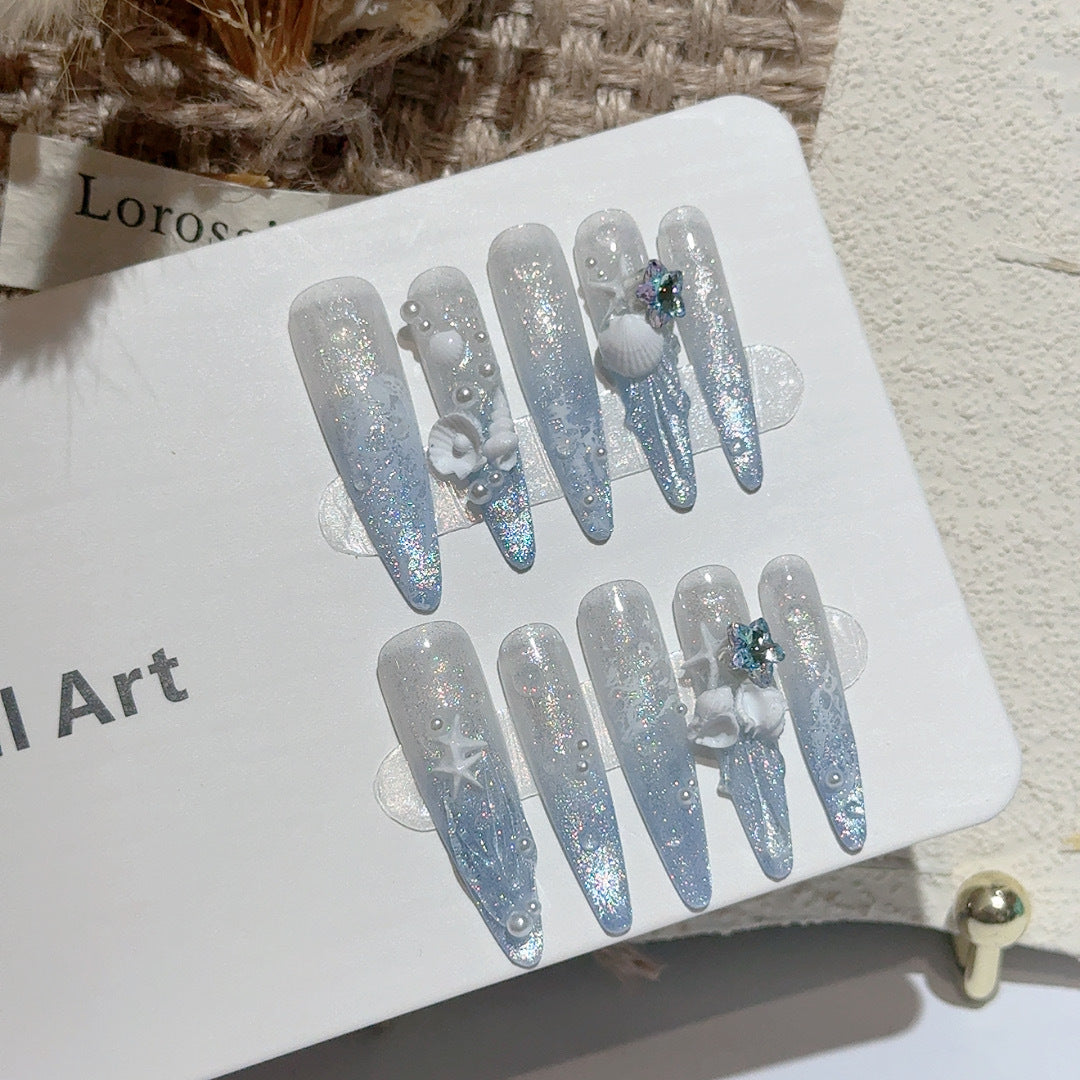 Coastal-Themed Decorative Press-On Nail Art Set