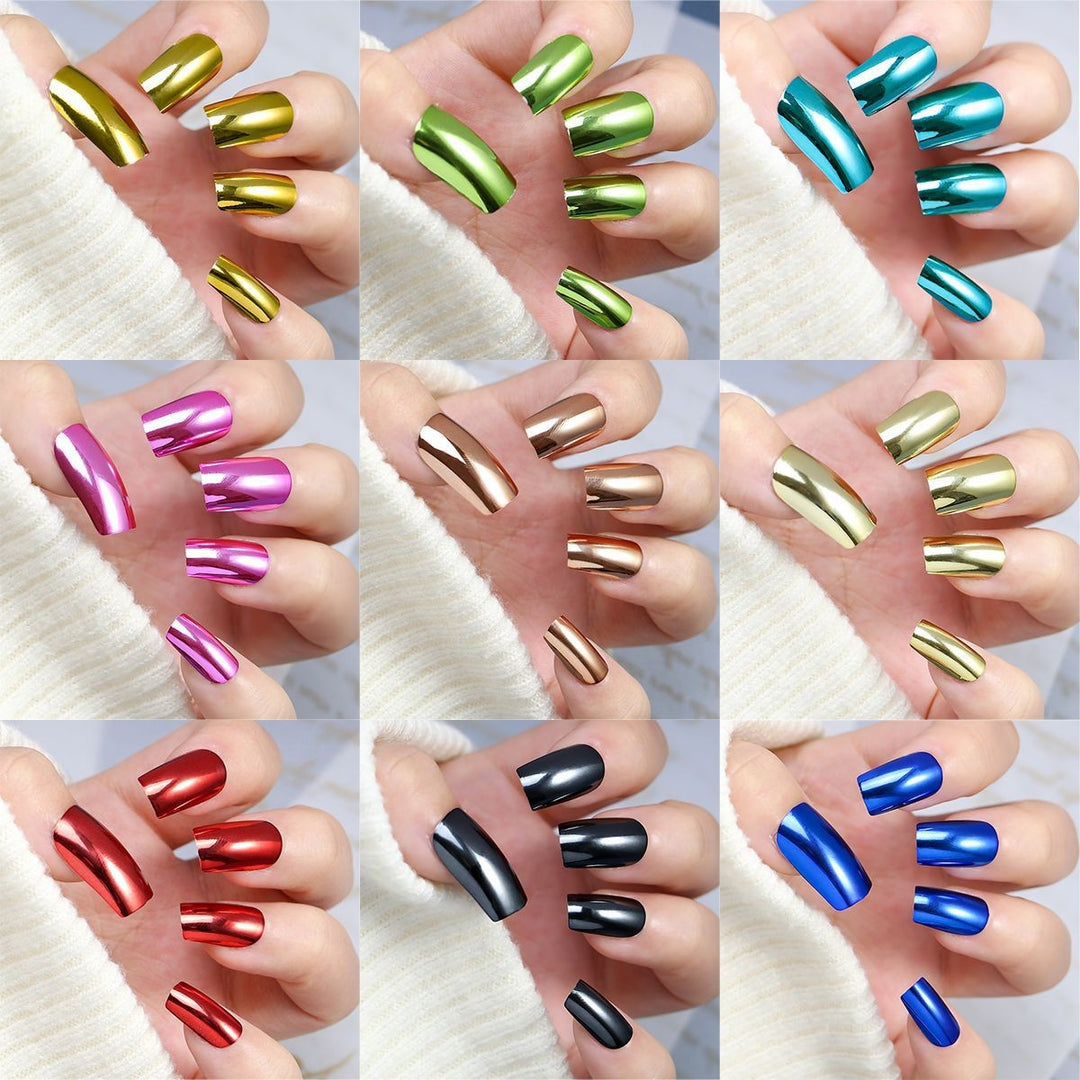 Glossy Metallic Press-On Nail Art Kalsten