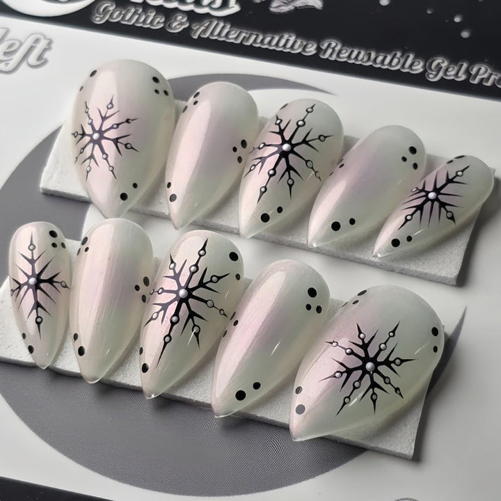 Artificial nail set with snowflake pattern Kalsten