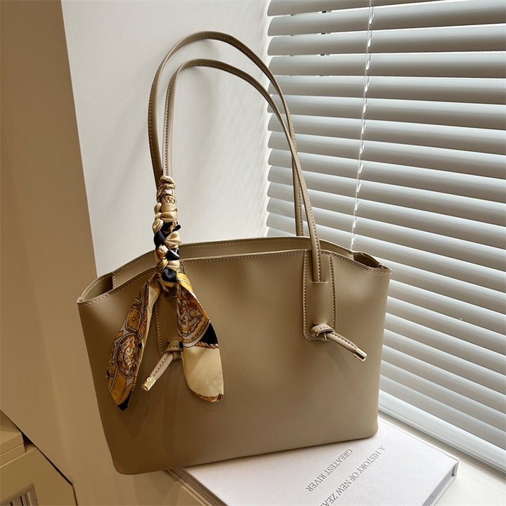 Elegant Scarf-Accent Tote Bag