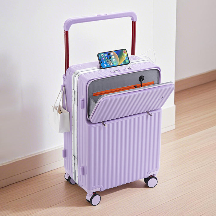 Unisex Multi-Compartment Rolling Hard-Shell Luggage with Integrated Charging Port Kalsten