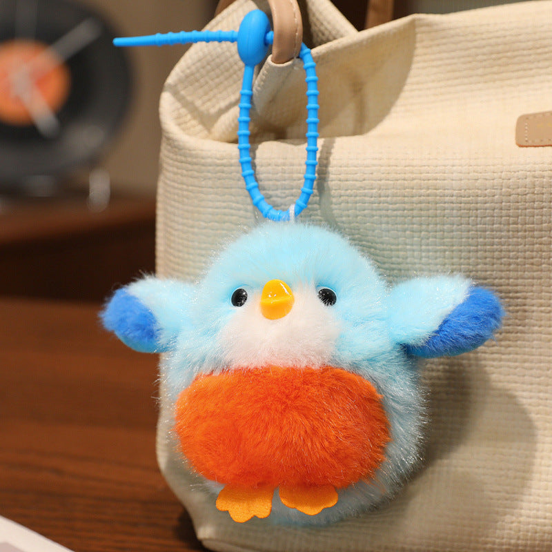 Fluffy Plush Chick Bag Charm Keychain with Flexible Loop Strap Kalsten