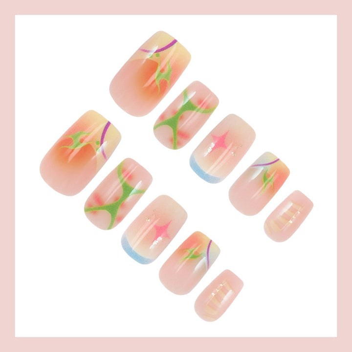 Artificial nail set with luxurious flower and ombre design Kalsten