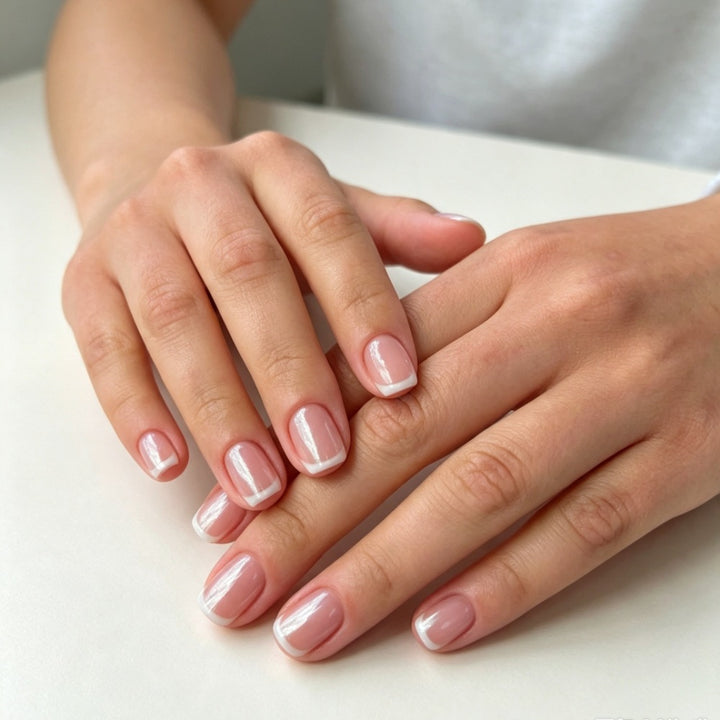 High-quality artificial nails with elegant French tip design Kalsten