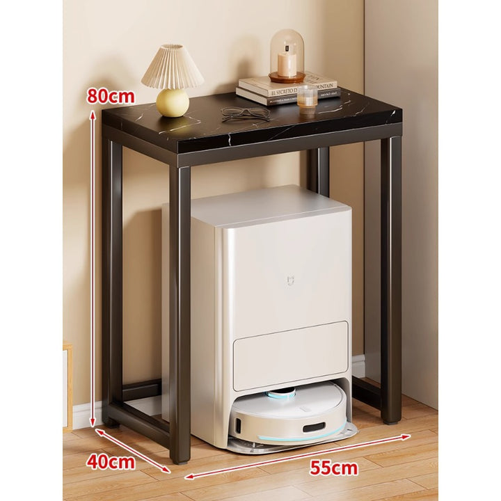 Marble Top Gold Metal Console Stand for Robot Vacuum Dock and Entryway Organizer