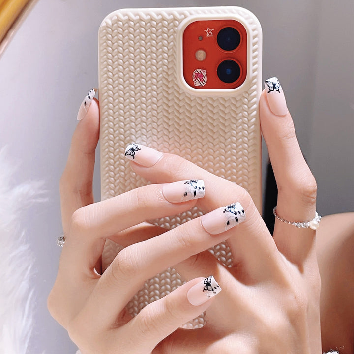 Artistic Press-On Nail Set with Butterfly Designs