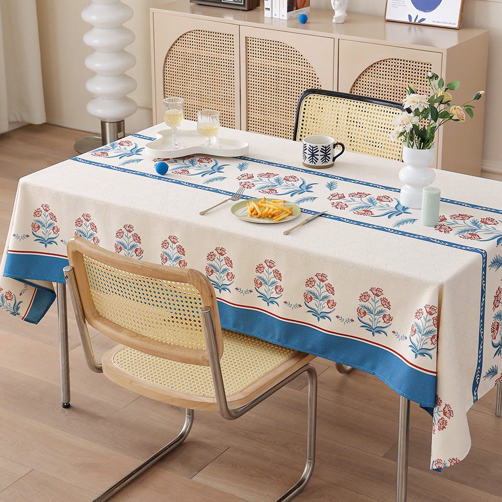 Rectangular oilcloth tablecloth with paisley pattern
