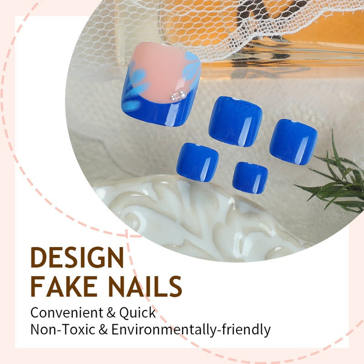 Artificial nail set with spring-like flower designs and sparkling accents Kalsten