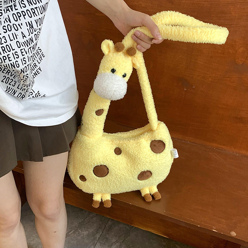 Plush Shoulder Bag in Giraffe Design Kalsten