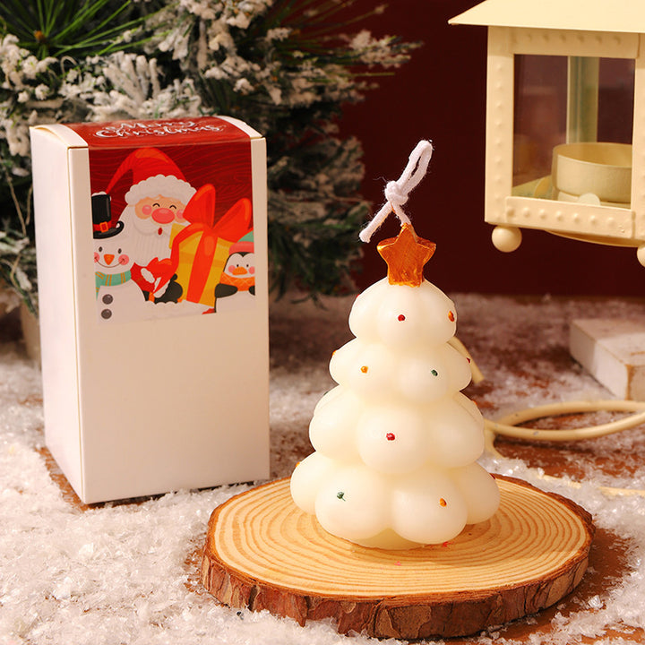 Layered Bubble Christmas Tree Sculptural Candle with Star Topper