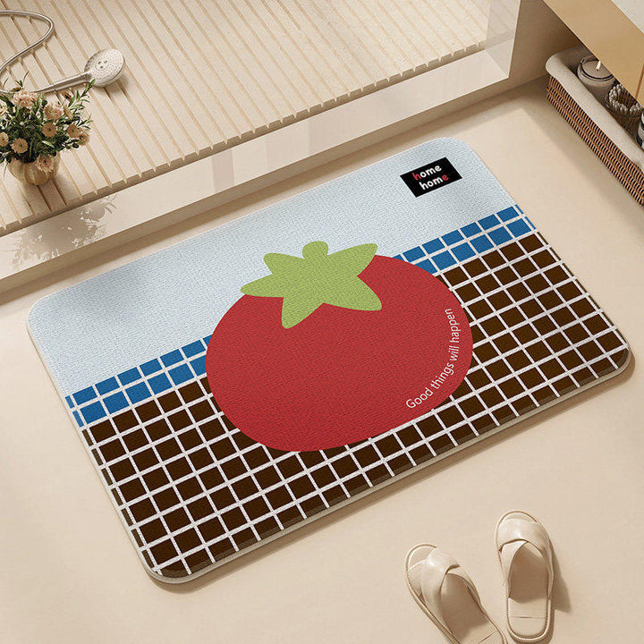 Playful Apple-Themed Kitchen Mat