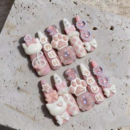 Decorative Themed 3D Press-On Nail Art Set