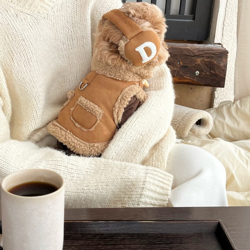 Plush Shearling Reversible Dog Vest with Harness D-Ring