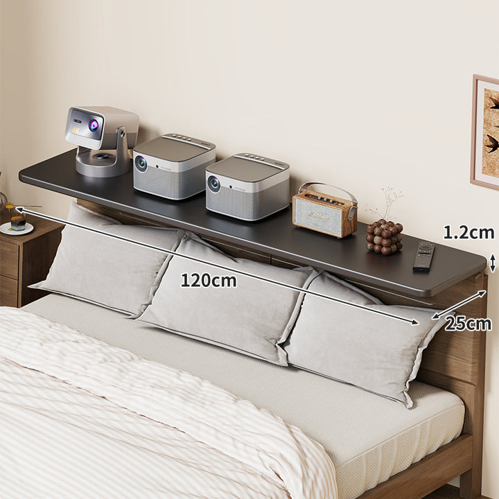 Headboard-Mounted Floating Bedside Shelf for Projectors and Devices