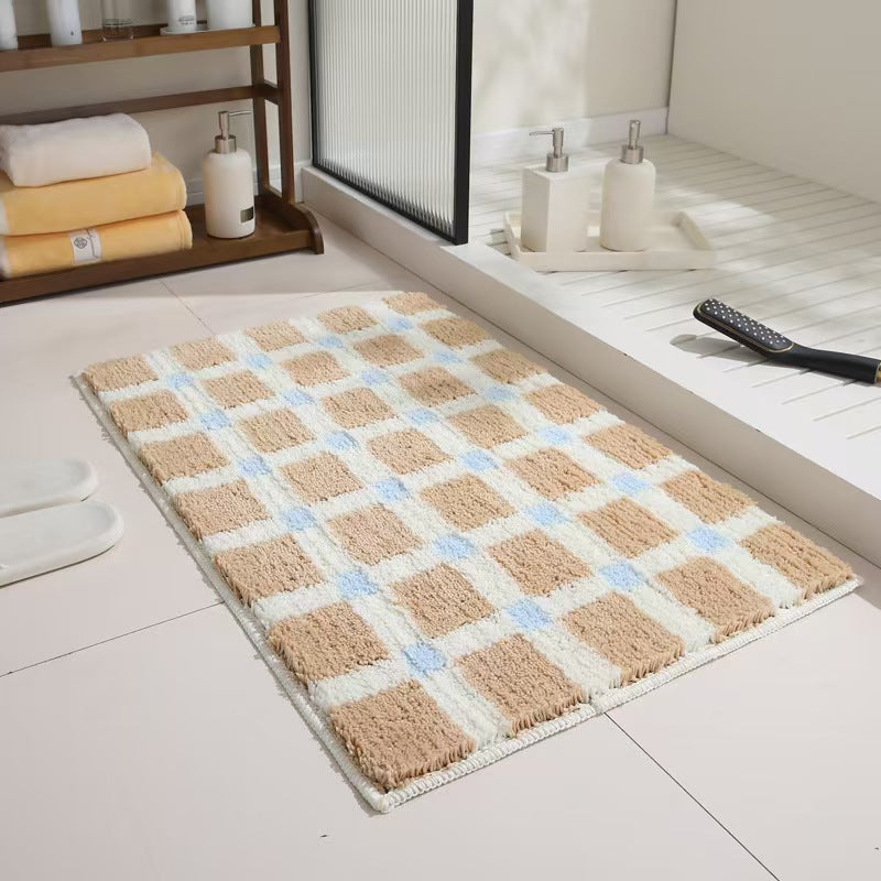 Geometric Textured Plush Bath Mat Kalsten