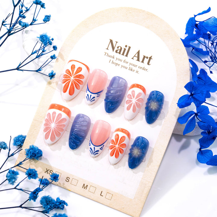 Decorative Floral Accented Press-On Nail Set